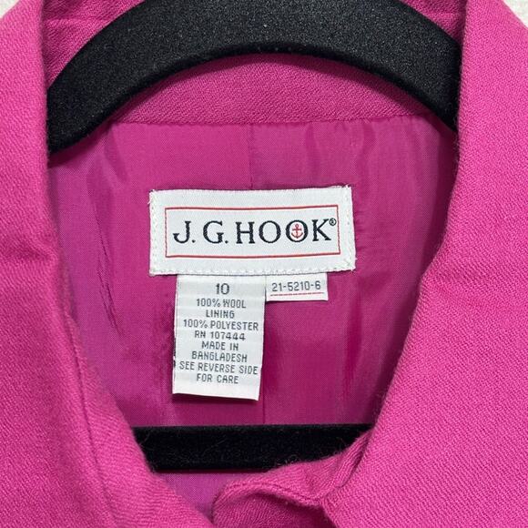 Vintage J. G. Hook 100% Wool Bright Fuchsia Pink Blazer - Size 10 - Picture 4 of 7